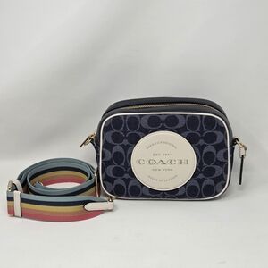 Coach Dempsey In Denim Jacquard With White Leather Details